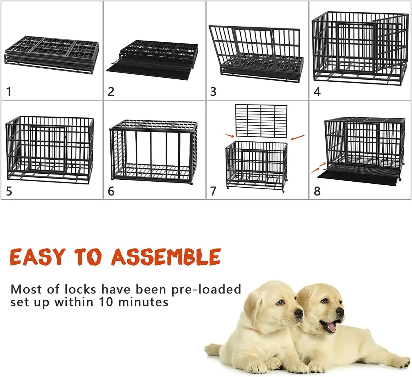 Heavy Duty Dog Crate Kennel with Lockable Wheels