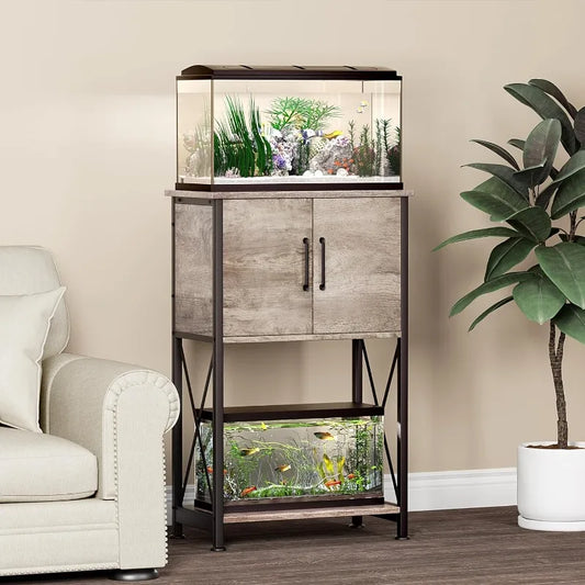 5-10 Gallon Metal Double Aquarium Stand with Cabinet