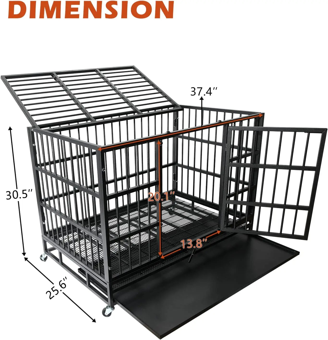 Heavy Duty Dog Crate Kennel with Lockable Wheels