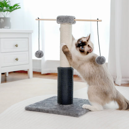 Small Cat Scratching Post with Fluffy Balls