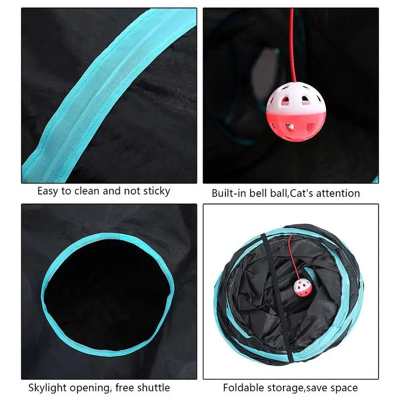 3-Way Collapsible Cat Tube With Ball