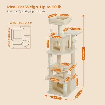 Tall Cat Tower with Hammocks