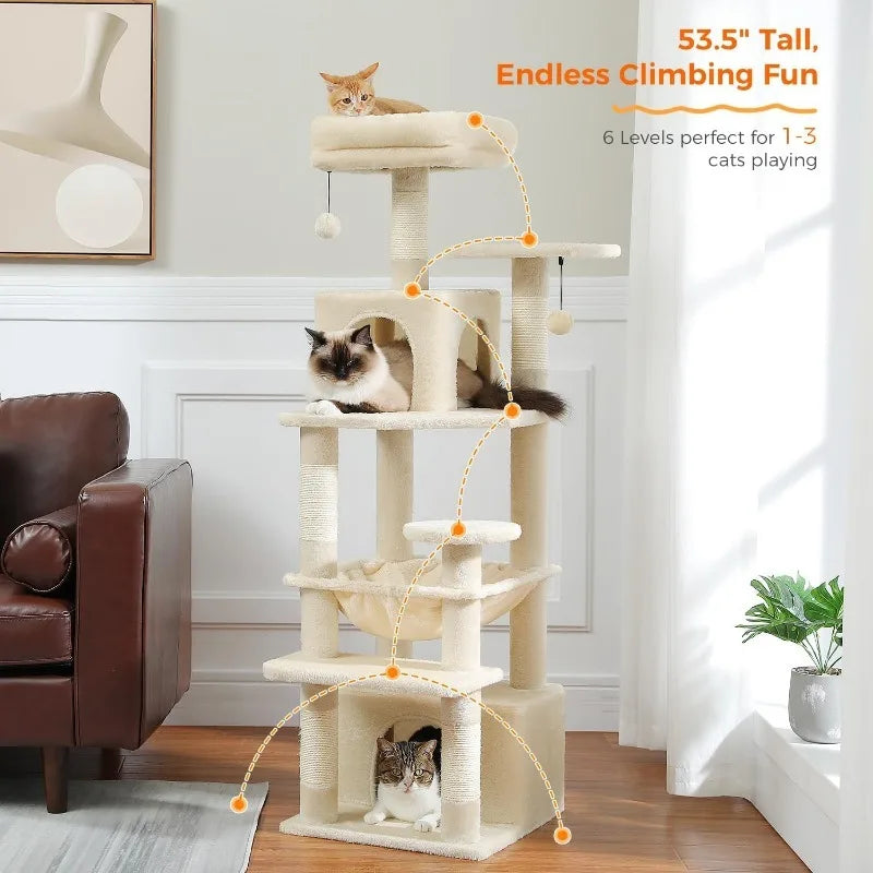 Tall Cat Tower with Hammocks