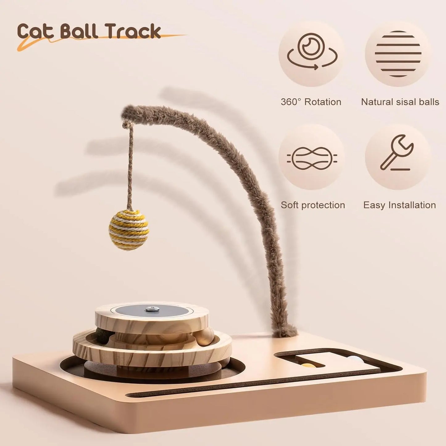 Cat Toy Roller 2-layer Turntable with Hanging Balls and Catnip Ball