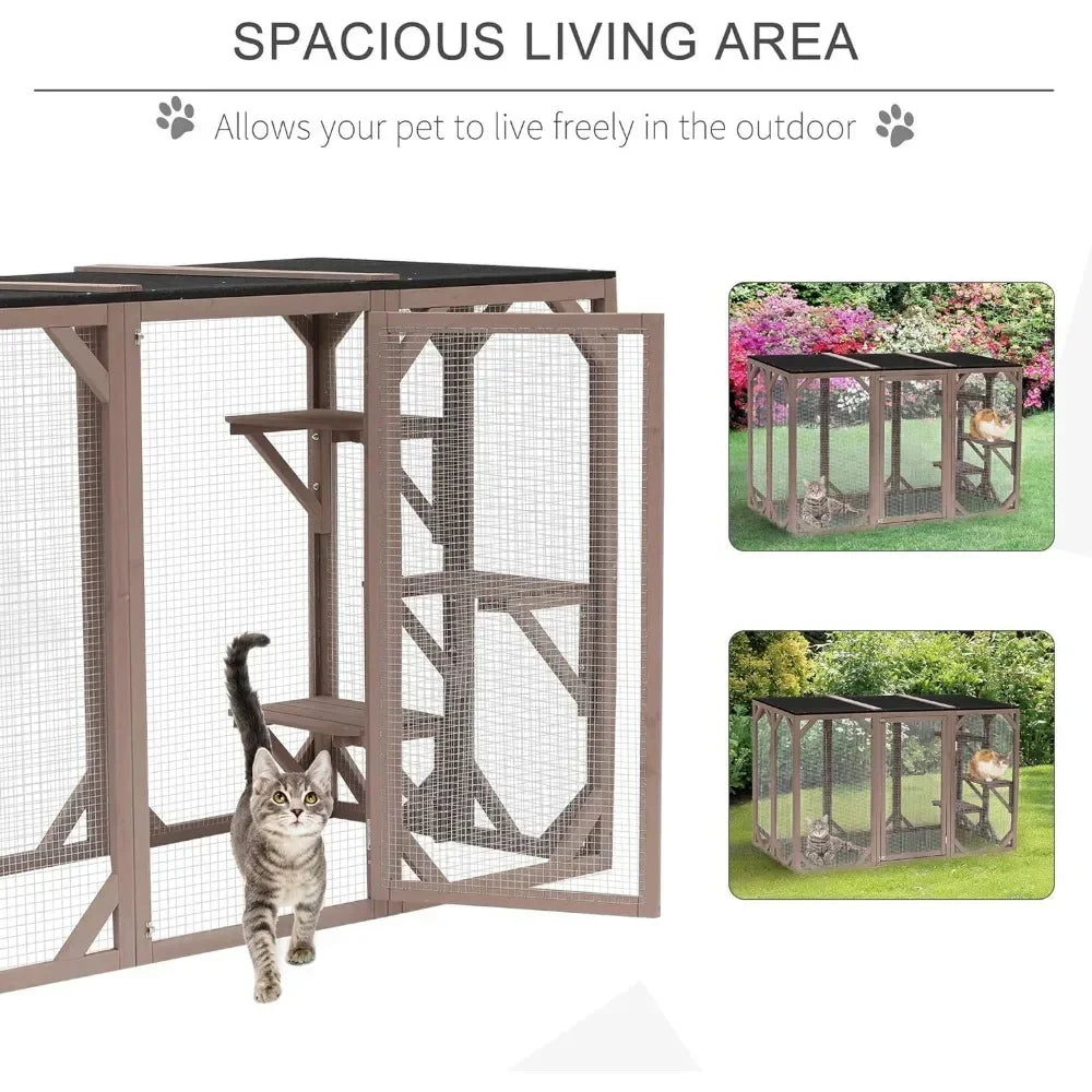 Outdoor Cat Cage with Platforms