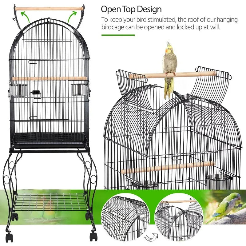 Rolling Dome Open Top Bird Cage