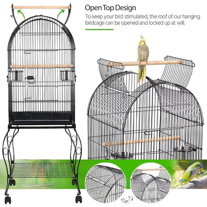 Rolling Dome Open Top Bird Cage