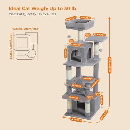 Tall Cat Tower with Hammocks