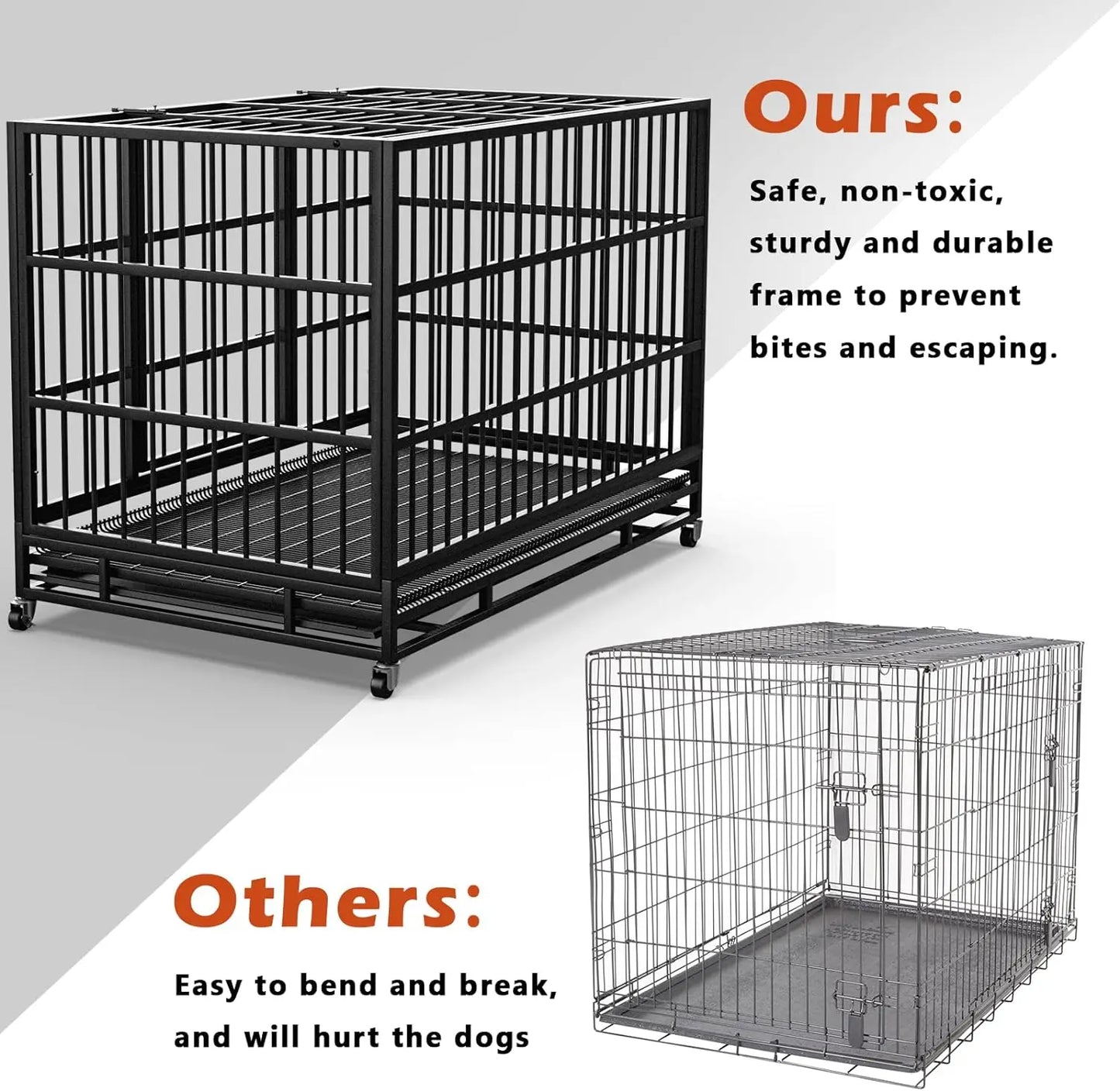 Heavy Duty Dog Crate Kennel with Lockable Wheels