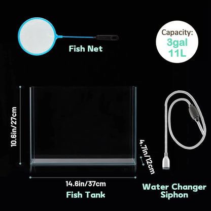 3 Gallon Ultra Clear Glass Fish Tank